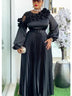 Maxi Women's Pleated Dress Plus size Sexy Long Sleeves
