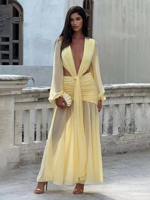 Women's Sexy Maxi Dress Elegant Pleated Lace Patchwork Evening Party