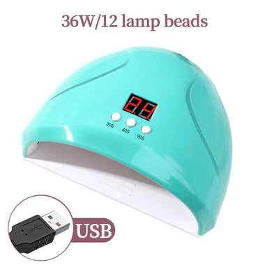 Buy blue USB Nail Phototherapy Lamp 36W – 12 UV LEDs Gel Nail Curing Machine Infrared