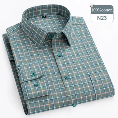 Buy n23 Men's Shirt 100% Cotton Elegant Formal Striped Slim Fit Long Sleeve