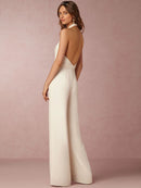 Women's Jumpsuit Elegant Deep V Neck Slim Sleeveless Backless Wide Leg