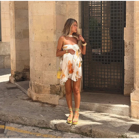 Robe longue sexy rose élégante à volants dos nu épaules dénudées