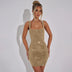 Women's Sexy Mini Dress Sequin Straps Backless Elegant Solid Color