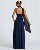 Women's Sexy Maxi Dress Elegant Strapless Backless High Slit Evening Gown