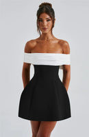 Women's Sexy Mini Dress Elegant Bow Strapless Off-Shoulder A-Line-12