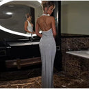 Women's Sexy Long Dress Sequin Elegant  Backless Sleeveless