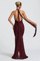 Women's Sexy Long Dress Deep V Neck Backless Elegant Party Gown