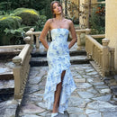 Women's Sexy Maxi Dress Elegant Ruffles Sleeveless Backless Bodycon