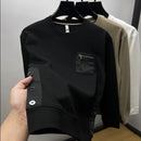 Men's Pullover Sweatshirt Plus Size Elegant Patchwork Long Sleeve with Pockets