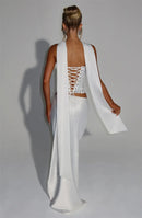 Women's Sexy Dress Sequin Set Crop Top Long Satin Skirt Elegant