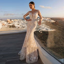 Valentina Custom Made Mermaid Wedding Dress Long Lace Sleeves Detachable Train