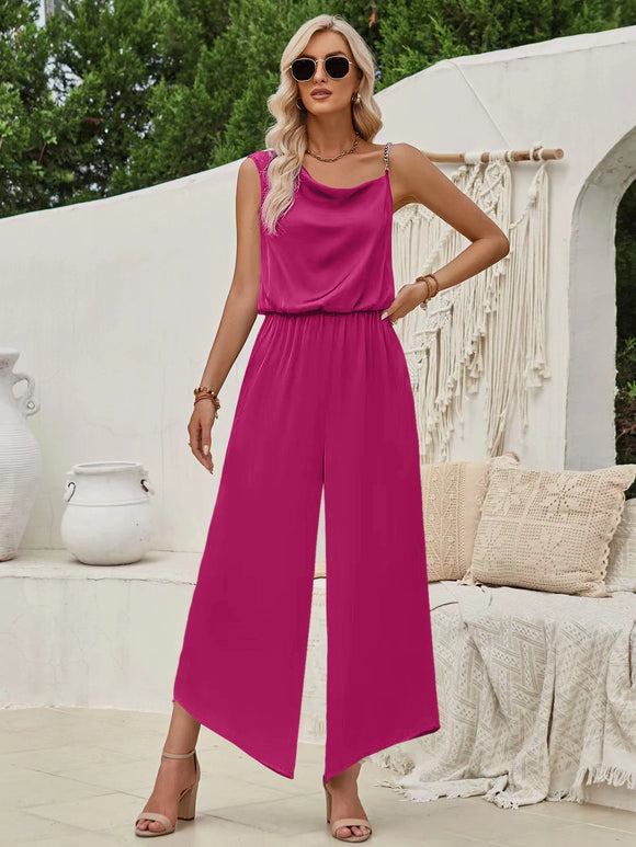 Women's Jumpsuit Elegant Solid Color Suspender Wide Leg Waist Closing