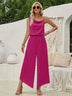 Women's Jumpsuit Suspender Wide Leg Waist Closing Solid Color