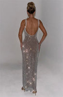 Women's Sexy Long Dress Backless Sequin Sleeveless Elegant Gown-11