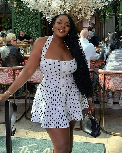 Women's Sexy Mini Dress Elegant Polka Dot Backless Sleeveless A-Line Cut