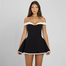 Women's Mini Dress Elegant Strapless Off Shoulder Backless Patchwork
