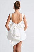 Women's Sexy Mini Dress Big Bows Beads Elegant Backless Sleeveless-28