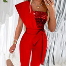 Women’s Jumpsuit Wedding Guest Elegant Sequins One Shoulder Bodycon-8