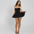 Women's Mini Dress Elegant Strapless Off Shoulder Backless Patchwork-19