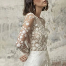 Women's Wedding Jumpsuit Elegant Lace Two Piece High Waist Long Sleeve-9