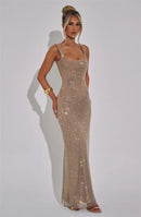 Women's Sexy Long Dress Backless Sequin Sleeveless Elegant Gown-35