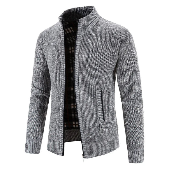 Men's Cardigan Large Size Stand Collar Warm Knit Sweater Coat Youth Wool