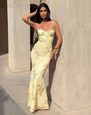 Women's Mermaid Sexy Maxi Dress Elegant Backless Corset Straps