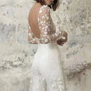 Women's Wedding Jumpsuit Elegant Lace Two Piece High Waist Long Sleeve-10