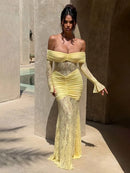 Women's Sexy Maxi Dress Elegant Pleated Lace Patchwork Evening Party