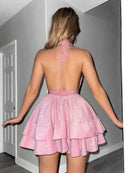 Robe sexy pour femme décolleté en V profond lacets dos nu volants-9