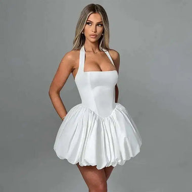 Women's Mini Dress Pleated A-Line Backless Sleeveless Sexy Elegant Gown