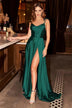 Women's Sexy Long Dress Spaghetti Strap Elegant Satin with Leg Slit