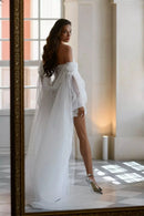 Amalia Short Corset Wedding Dress Luxury Detachable Sleeves & Floral Lace