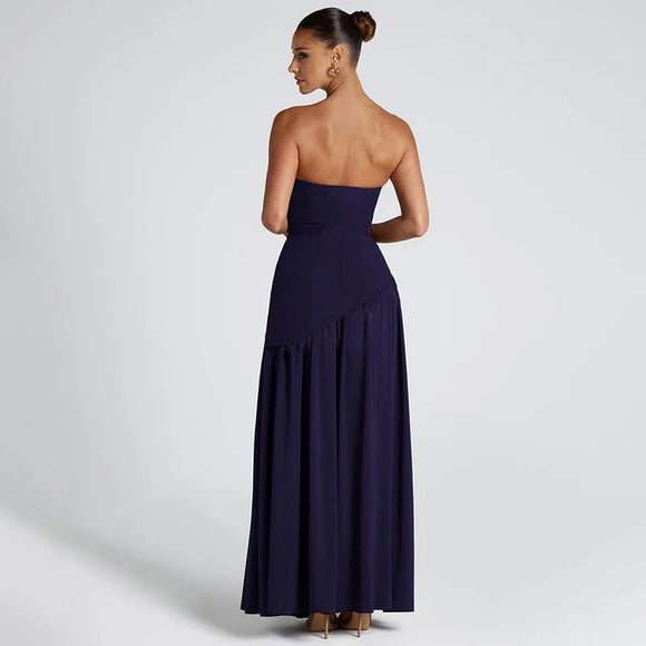 Sexy Maxi Dress Women Gown Strapless Elegant Off Shoulder Backless High Split