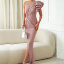 Sexy Dress Bodycon Elegant Asymmetrical Collar & Side Slit Evening Wear