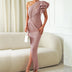 Sexy Dress Bodycon Elegant Asymmetrical Collar & Side Slit Evening Wear