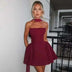 Women's Mini Dress Pleated A-Line Backless Sleeveless Sexy Elegant Gown