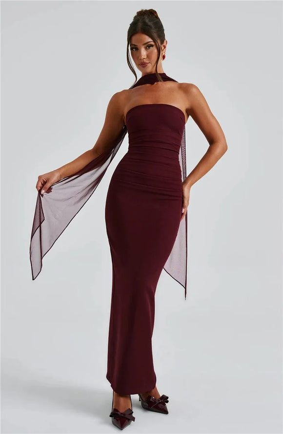 Sexy Maxi Dress Elegant Off Shoulder Backless Evening Party Dress