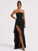 Sexy Maxi Dress Elegant Strapless Backless High-Slit Evening Wear