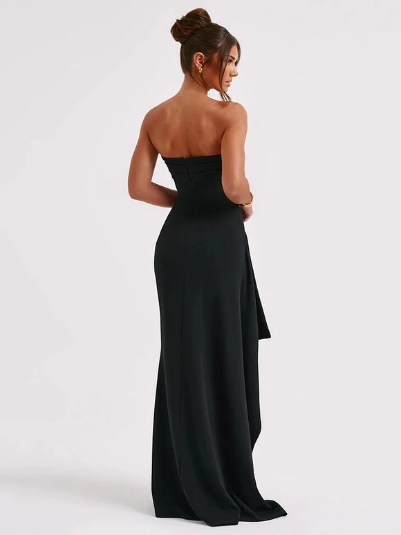 Sexy Maxi Dress Elegant Strapless Backless High-Slit Evening Wear