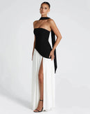 Women's Sexy Maxi Dress Elegant Strapless Backless High Slit Evening Gown