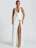 Maxi Dress Set Sexy Elegant Backless Halter Neck Bodysuit Slit Long Skirt