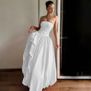 Vestido largo sexy con corsé abullonado elegante plisado y abertura-8