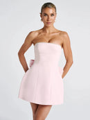 Women's Sexy Short Dress Strapless Beaded Backless Elegant Off Shoulder