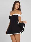 Women's Mini Dress Elegant Strapless Off Shoulder Backless Patchwork