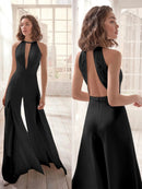 Women's Weeding Jumpsuit Elegant Sexy Lace Deep V Halter Neck Trousers