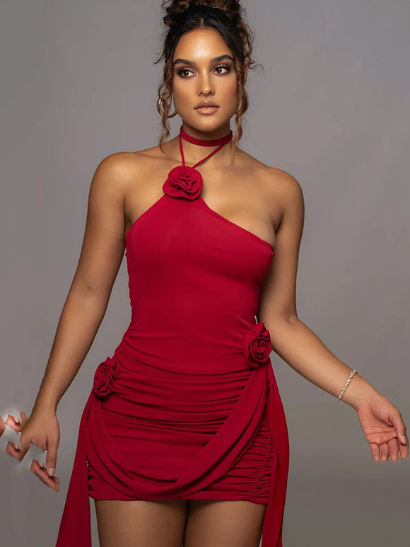 Sexy Mini Dress Elegant Bodycon Halter Backless for Women Party