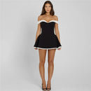 Women's Mini Dress Elegant Strapless Off Shoulder Backless Patchwork-17