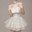 Women's Sexy Mini Dress Elegant Sequin Ruffle Strapless A-Line Party-7