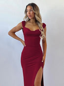Women's Sexy Maxi Dress Plus Size Lace Up Backless Slit Elegant Party